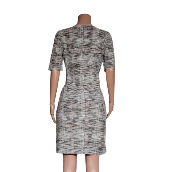 CONNECTED Apparel Crew Neck Short Sleeve Panel Knit Dress Blush Size: 8 - Picture 4 of 6